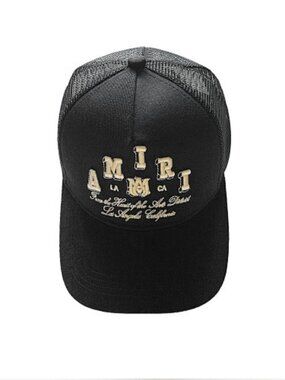AMIRI Black Trucker Cap with Gold Lettering